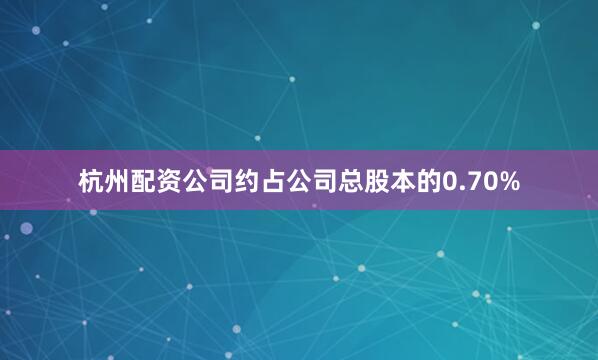 杭州配资公司约占公司总股本的0.70%